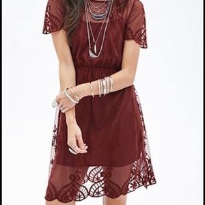 Forever 21 Floral Embroidered Lace Dress SizeM NWT
